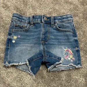 Jumping Beans Denim Shorts with Unicorn Embroidery